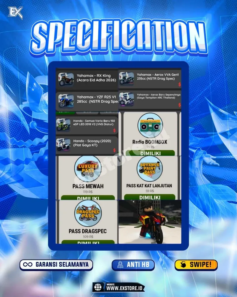 MONEY 400M + MOTOR LIMITED 5 + GAME PASS 4