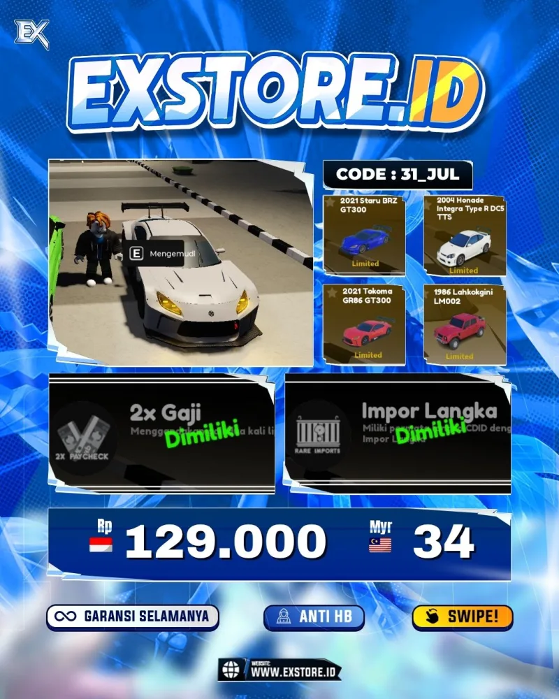 LIMITED CARS 20 + GAMEPASS 2