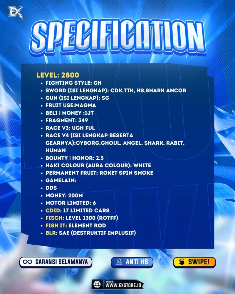 GODHUMAN + CDK TTK HS + V4 GHOUL CYBORG ANGEL SHARK RABBIT HUMAN + DDS + CDID 17 LIMITED CARS + FISCH + FISH IT + BLR