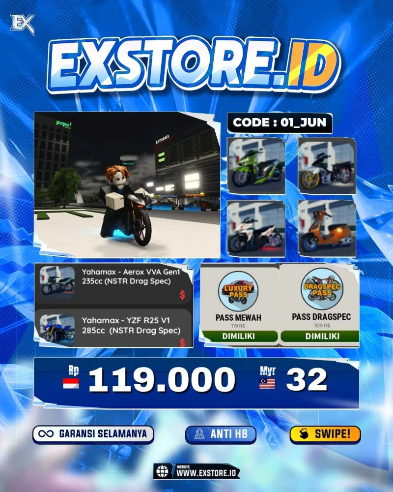 MONEY 300M + MOTOR LIMITED 6 + GAME PASS 3