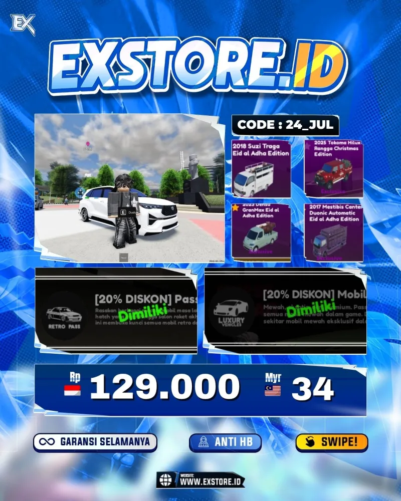 LIMITED CARS 27 + GAMEPASS 3 + DDS