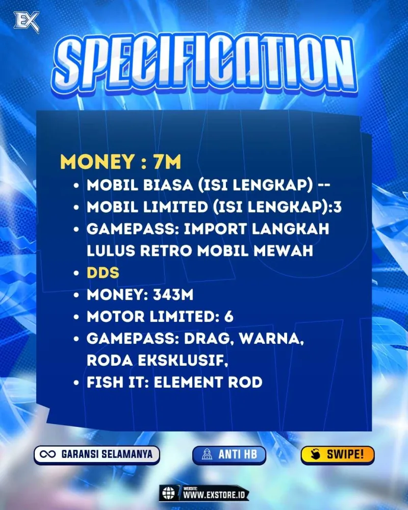 LIMITED CARS 3 + GAMEPASS 2 + DDS MOTOR LIMITED 6+ GAMEPASS 4