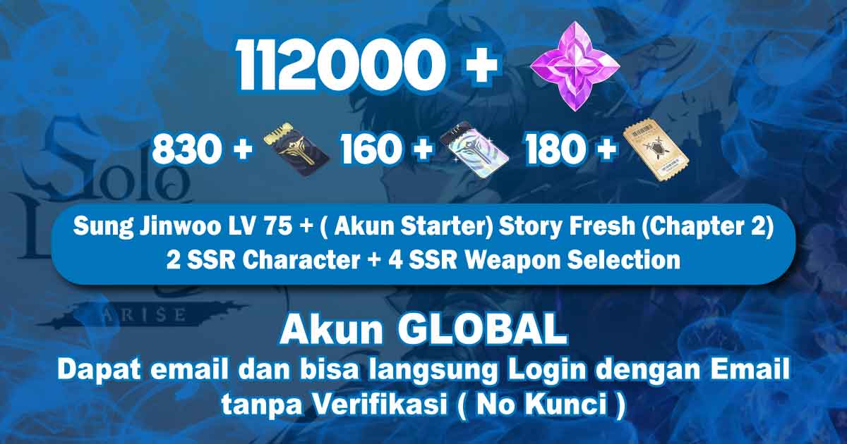|AKUN FRESH [GLOBAL]|112000+Essence Stones| 830 Custom draw|160 Rate Up Ticket|180 Weapon Custom Draw|x4 Weapon SSR|x2 Hunter SSR