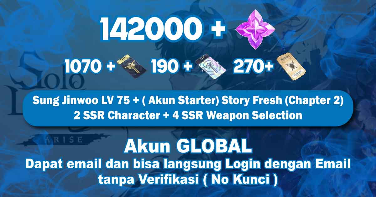 |AKUN FRESH [GLOBAL]|142000+Essence Stones| 1070 Custom draw|190 Rate Up Ticket|270 Weapon Custom Draw|x4 Weapon SSR|x2 Hunter SSR