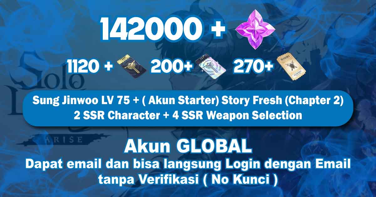 |AKUN FRESH [GLOBAL]| 142000+Essence Stones| 1120 Custom draw|200 Rate Up Ticket|270 Weapon Custom Draw|x4 Weapon SSR|x2 Hunter SSR